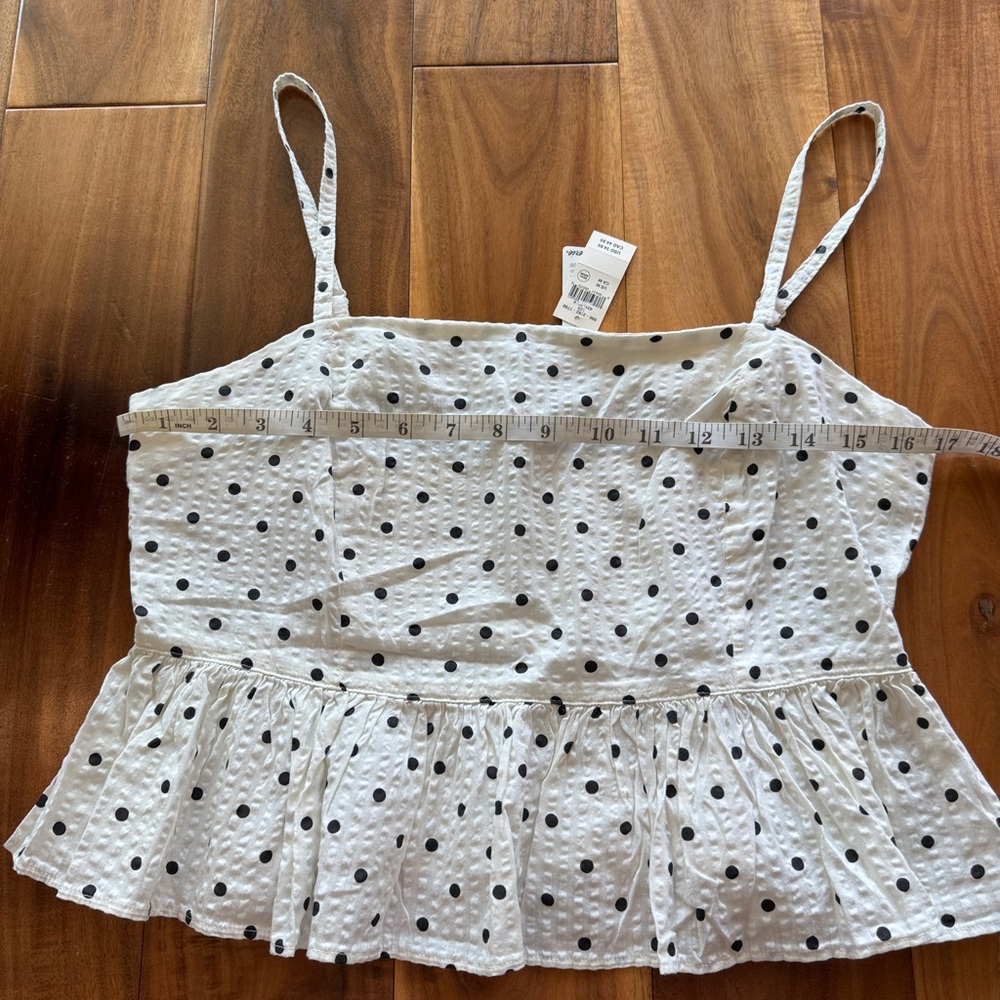 American eagle NWT White Polka Dot Peplum Cami Top - Black Dot - Picture 4 of 7